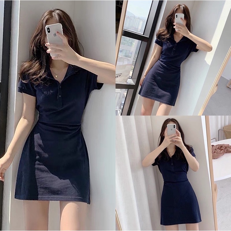 Đầm Thun Polo Trơn Cộc Tay Dáng Body , Hàng Quảng Châu, Hottrend 2021 [ẢNH THẬT] | BigBuy360 - bigbuy360.vn