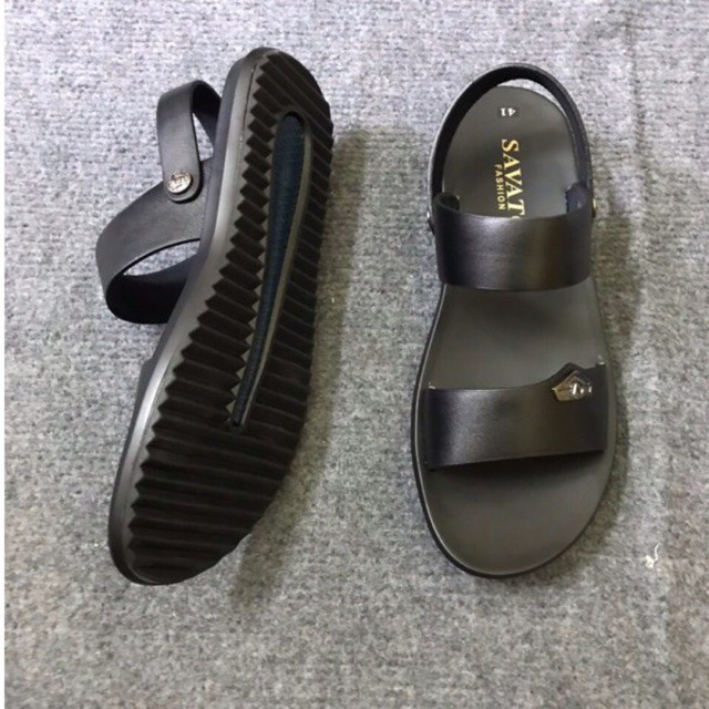 SALE  Sandal Da Bò Nam Đế Cao Su Thoáng Mát Chân