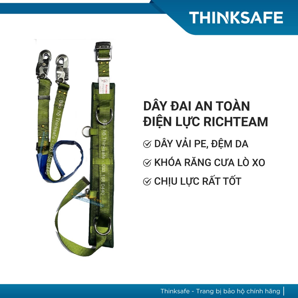Dây đai an toàn quàng trụ điện lực Richteam bảo hộ khi làm việc trên cao (có đinh tán) - THINKSAFE