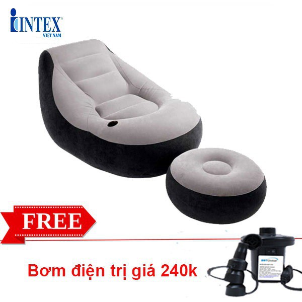 Shop Happy KIDS Ghế hơi tựa lưng, kèm ghế con gác chân Intex 68564 - Kèm bơm điện công nghệ mới