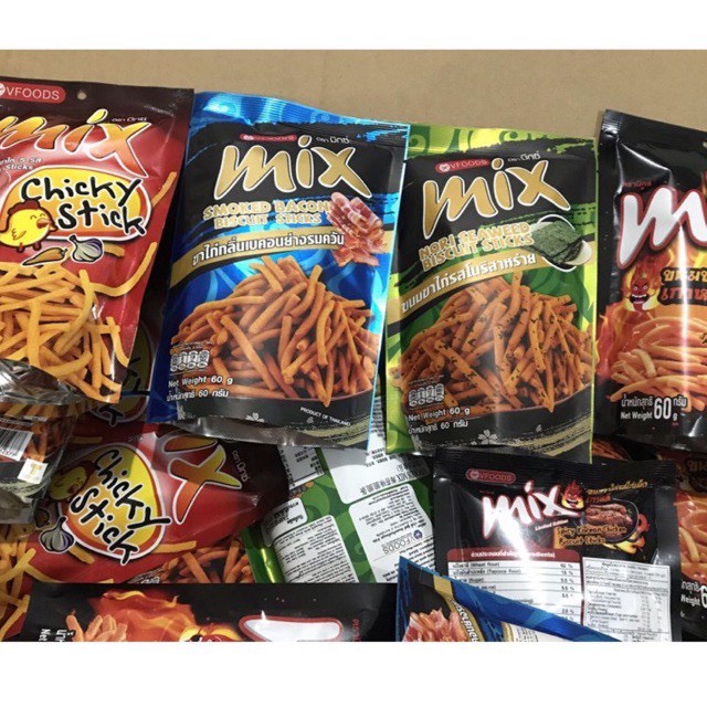 Combo 1 thùng bim bim mix trộn Thái lan 50g các vi 💓 Thùng 48 gói Snack bim bim que Mix Vfoods Thái Lan 60g các vị