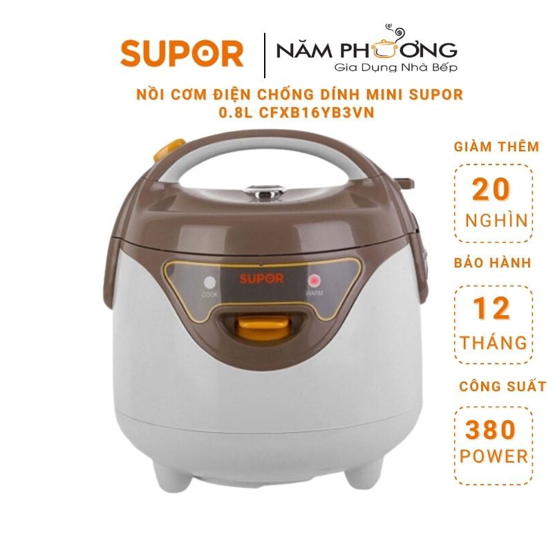 Nồi cơm điện Supor 16YB3VN 0.8L bảo hành 12 tháng hàng chính hãng 1 đổi 1 trong 7 ngày