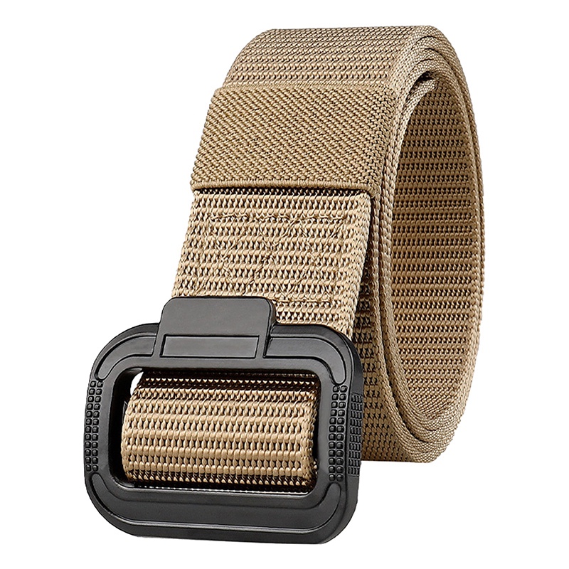 Thắt Lưng Vải Canvas Co Giãn 3.8Cm Màu Đen Khóa Kim Loại Dành Cho Nam