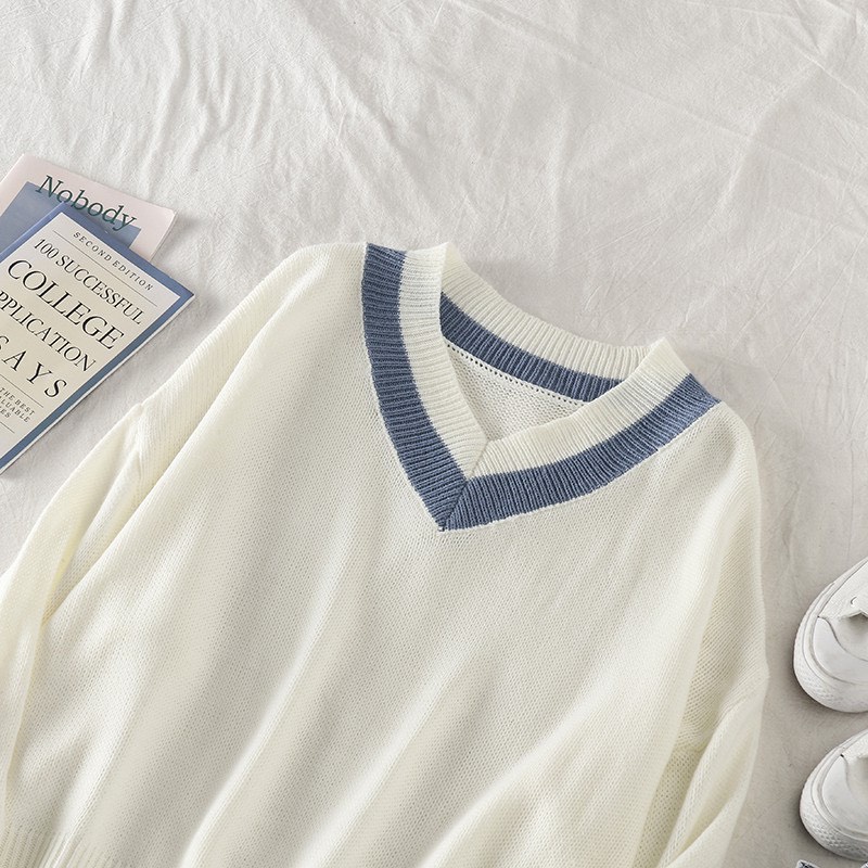 Áo Len Cổ V Form Rộng Hàn Quốc Áo Dệt Kim Tay Dài dáng rộng ulzzang Quảng Châu | BigBuy360 - bigbuy360.vn