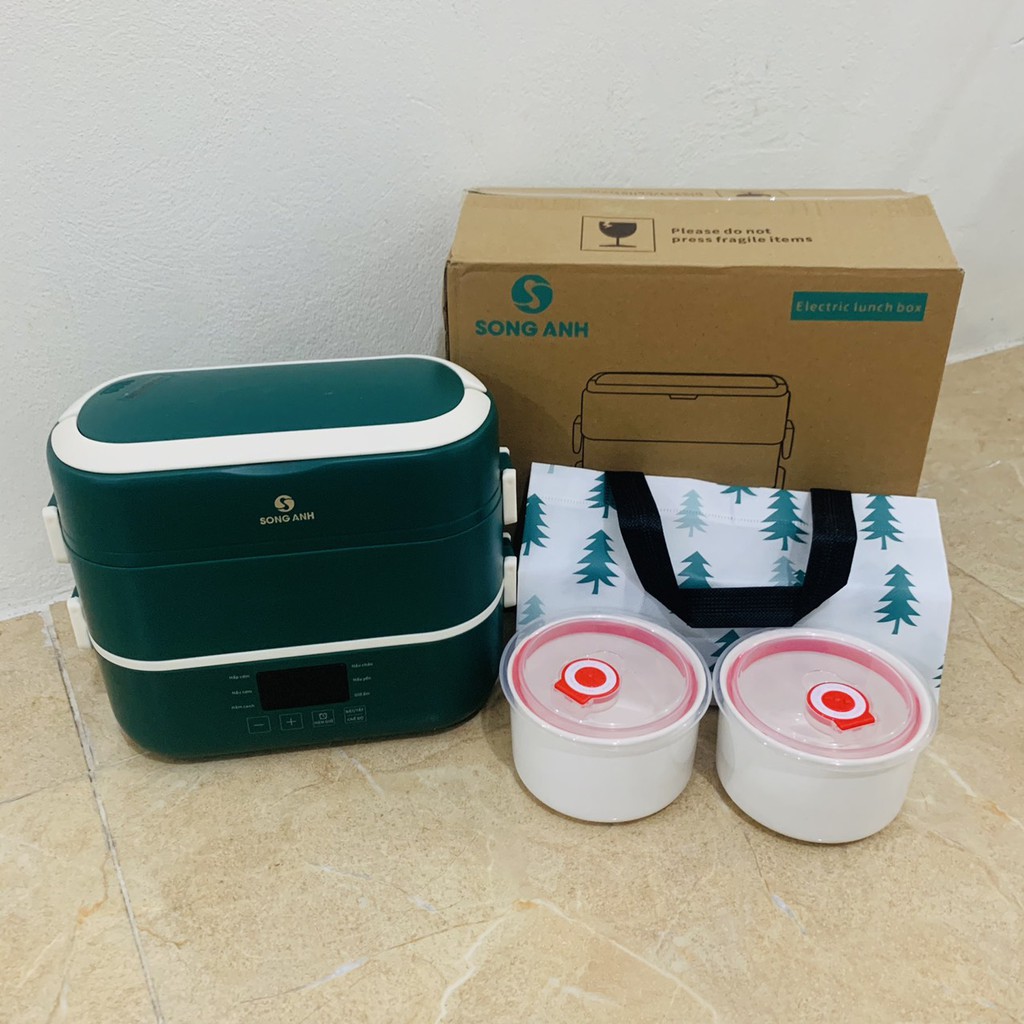 Hộp Cơm Cắm Điện Hâm Nóng 2 Tầng SONG ANH, Hộp Cơm Giữ Nhiệt Cao Cấp Bát Sứ
