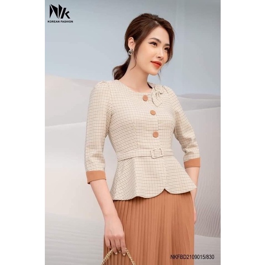 SET ÁO PEPLUM CARO CHÂN VÁY DẬP LY