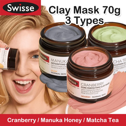 Mặt nạ đất sét Swisse Clay Mask Manuka Honey/ Matcha / Blood Orange/ Cranberry 70g