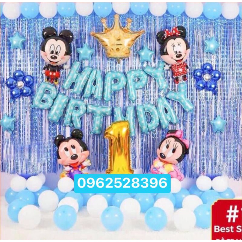 [ TẶNG  Bơm Tay + Băng keo ] Set bóng trang trí sinh nhật chủ đề ❤️chuột mickey❤️, bóng bay sinh nhật cho bé tuổi chuột