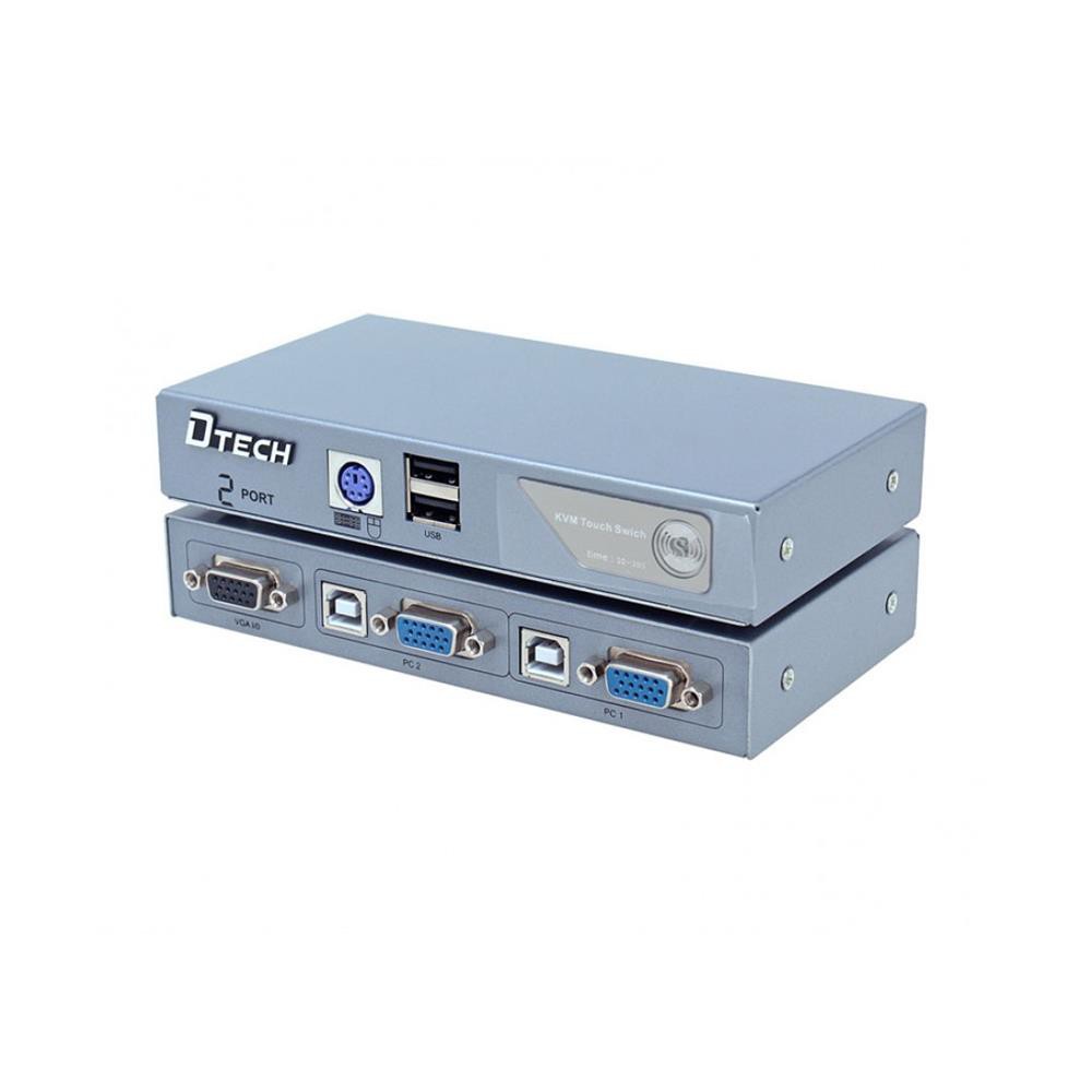 KVM VGA 2 vào 1 DTECH DT8021 (Bộ gộp VGA 2 vào 1 kèm cổng USB điều khiển phím chuột)