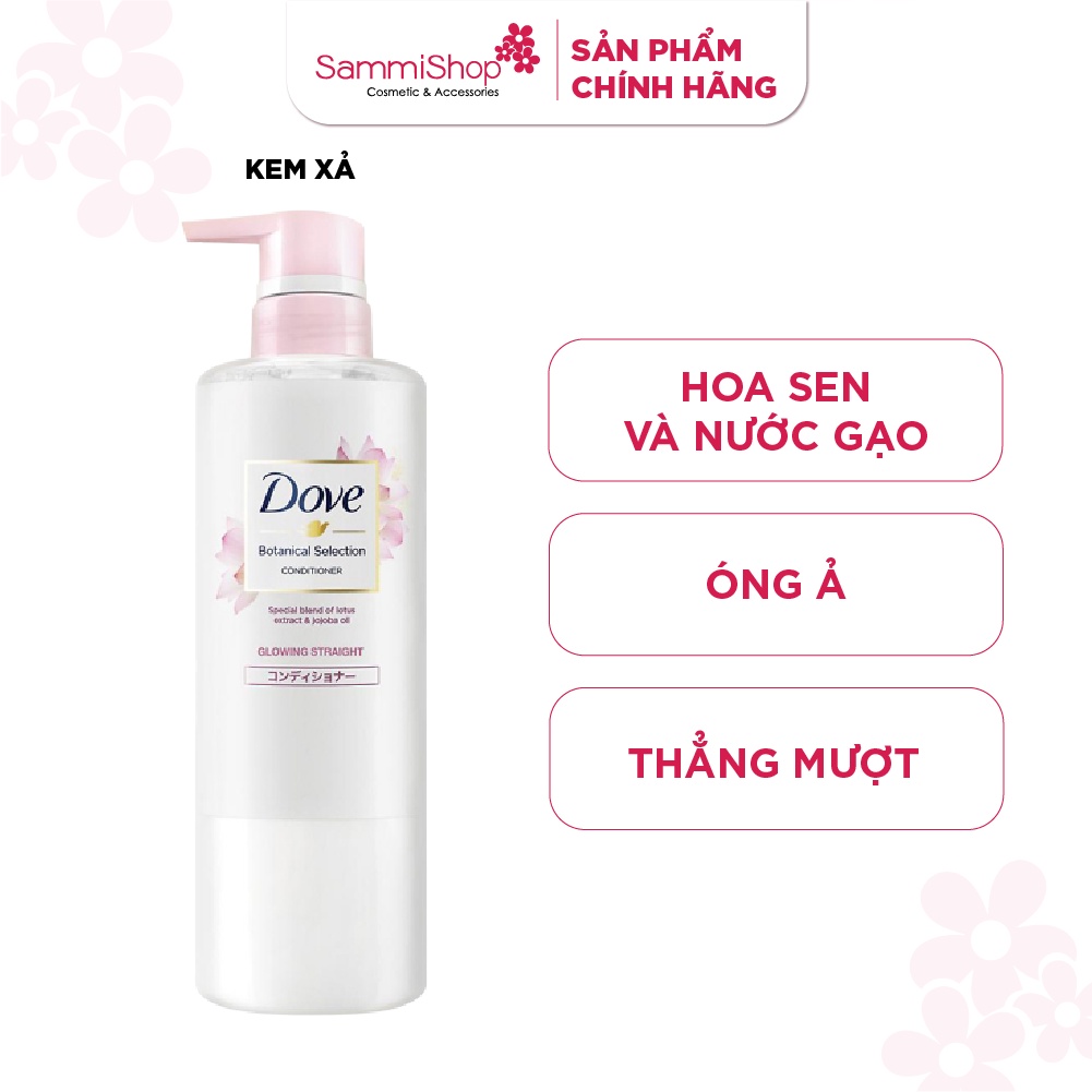 Kem xả Dove giúp tóc bóng mượt hoa sen &amp; dầu Jojoba Botanical Selection ( 500g)