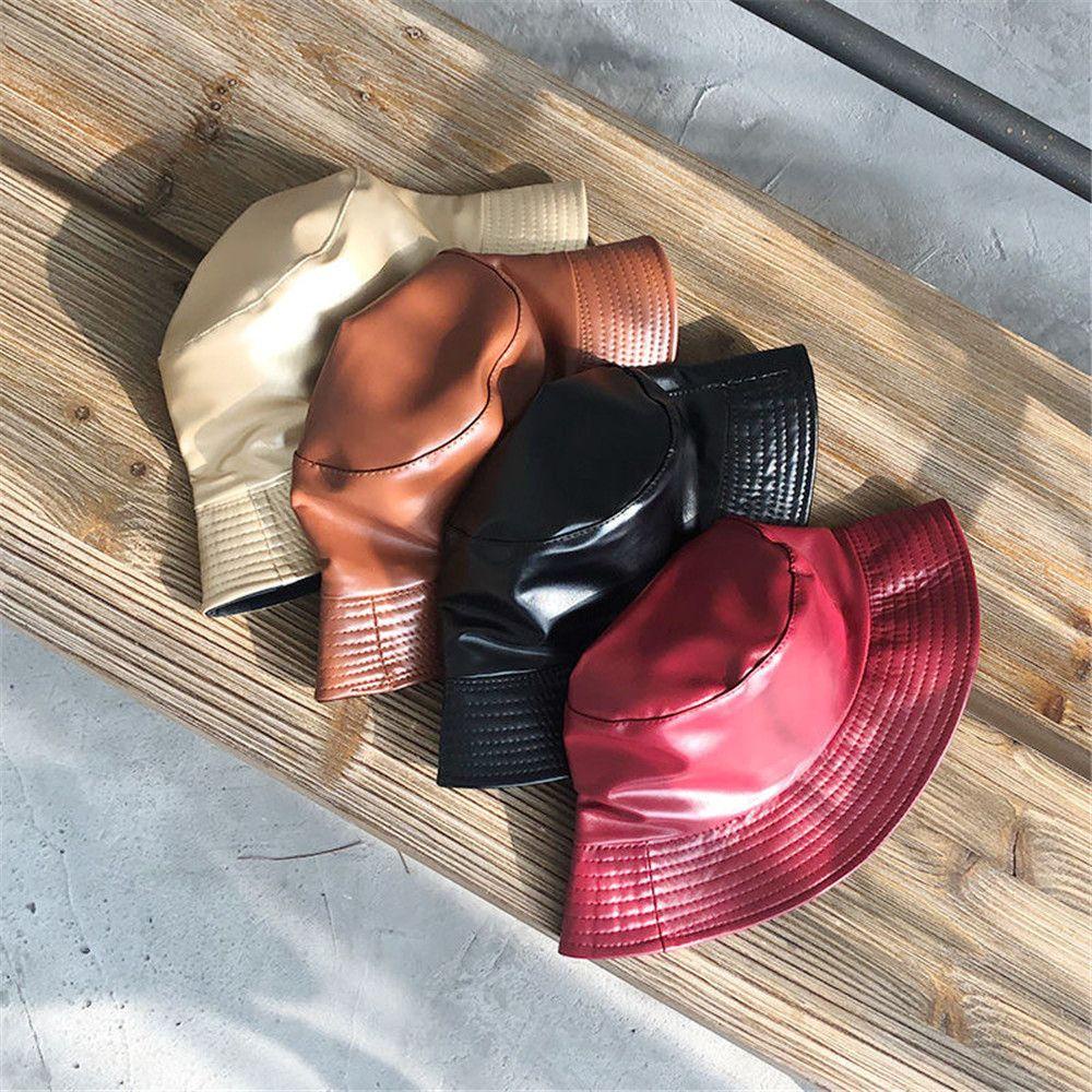 Nón Bucket Chất Liệu Da PU Chống Thấm Nước Cho Nam Nữ