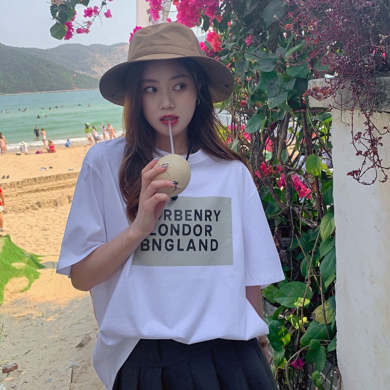 Áo thun NZN tay ngắn cổ tròn dáng rộng in chữ thoải mái thời trang mùa hè