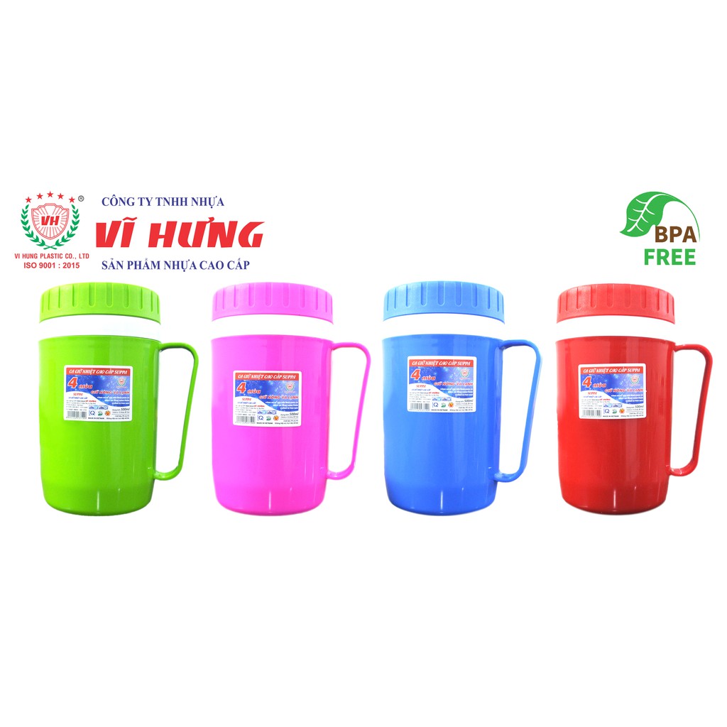 (Giá sỉ ) Ca Giữ Nhiệt 500 ML Nhựa Vĩ Hưng (gttk)