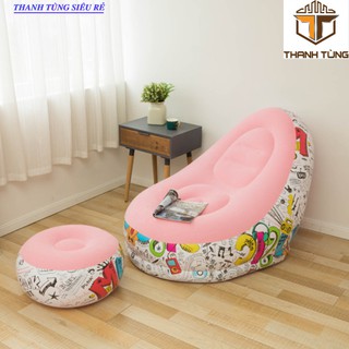 Ghế hơi tựa lưng bọc nhung kèm ghế gác