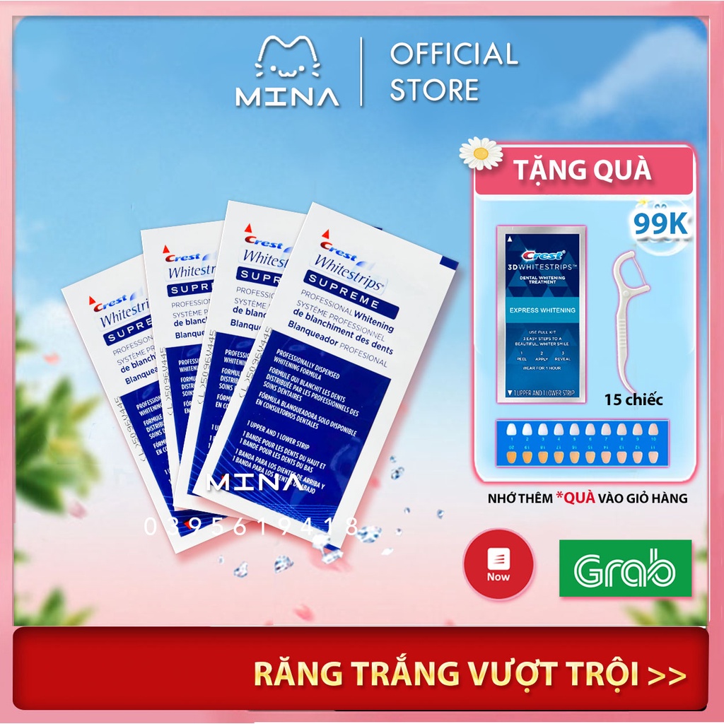Miếng dán trắng răng Crest 3D White Supreme Professional CHÍNH HÃNG MỸ - Dán trắng răng bật tone hiệu quả