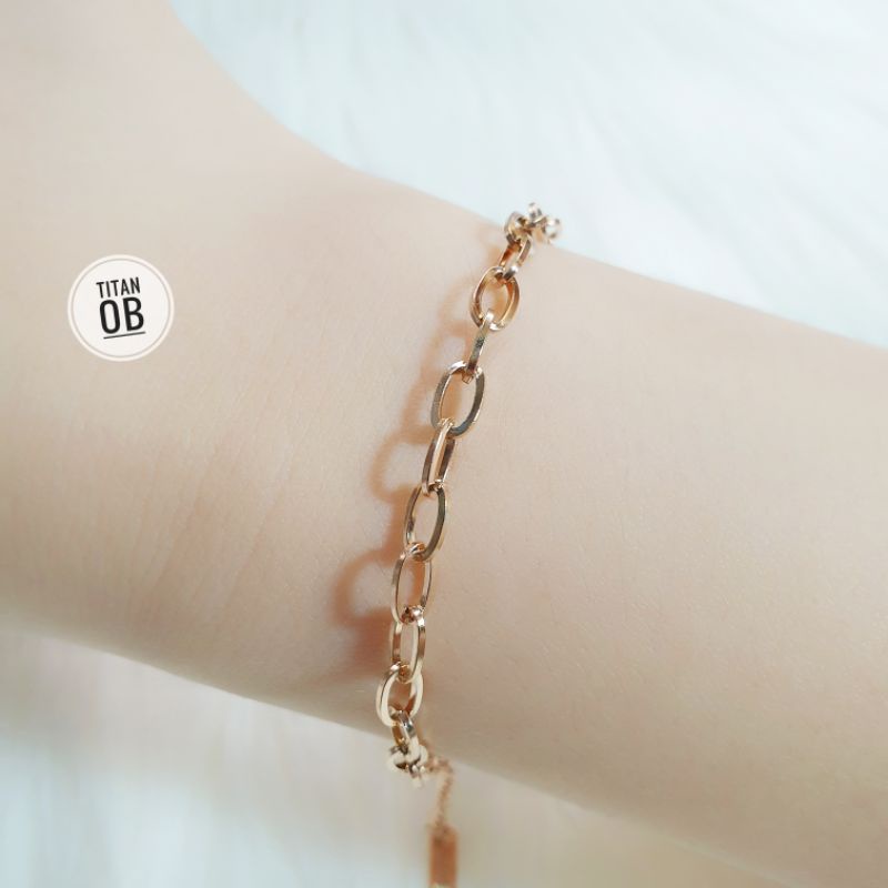 Vòng Tay Mạ Vàng Hồng Thiết Kế Dạng Xích Khóa Kẹp Giấy Thời Trang