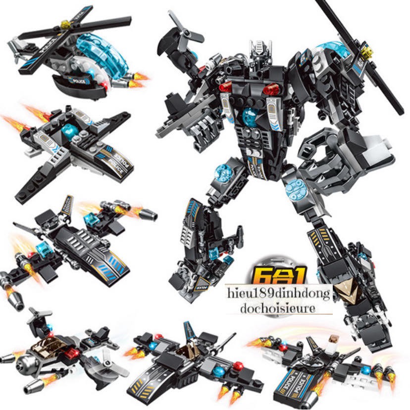 Lắp ráp xếp hình Lego city 5528 (6in1): Người máy robot cảnh sát Swat Sấm sét biến hình 483 chi tiết