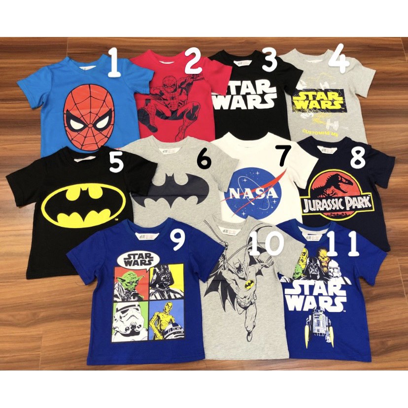 Áo thun bé trai, áo thun trẻ em vải cotton họa tiết marvel, spider man, batman siêu hot  APC04