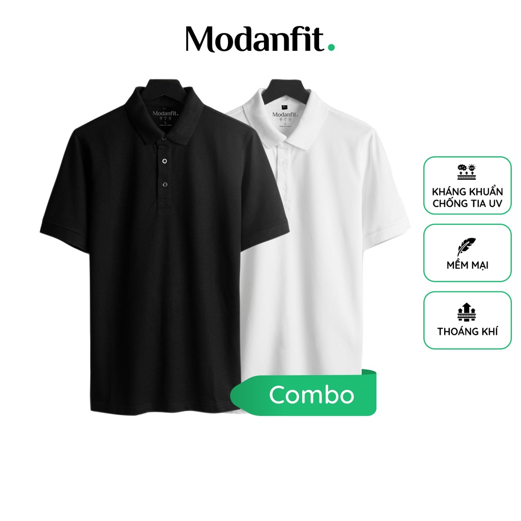 2 Áo thun nam polo MODANFIT trơn vải cotton cao cấp ngắn tay cực sang trọng