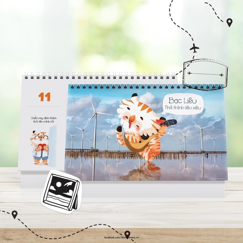 Lịch bàn 2022 Nhâm Dần 21x14,7 SDstationery I CAN FLY con hổ du lịch phong cảnh đẹp Việt Nam