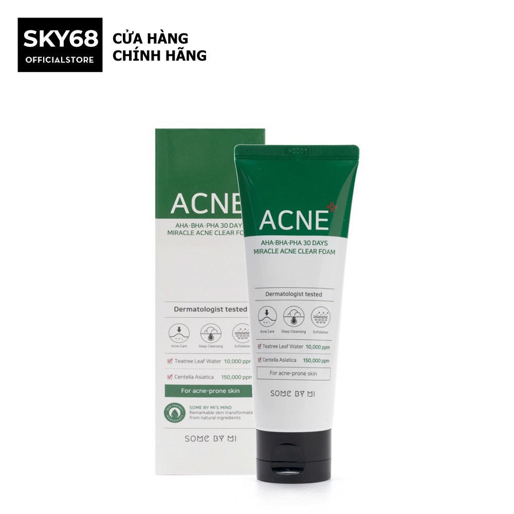 [Mã FMCGMALL -8% đơn 250K] Sữa Rửa Mặt Cho Da Mụn Some By Mi AHA-BHA-PHA 30 Days Miracle Acne Clear Foam 100ml