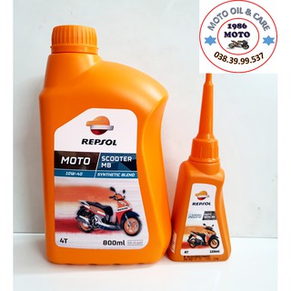 COMBO NHỚT XE TAY GA REPSOL 800ML+NHỚT HỘP SỐ REPSOL 120ML