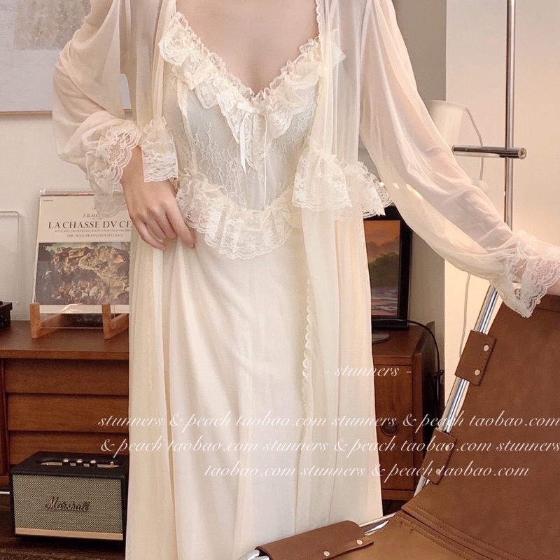 Đồ Ngủ Style Tiểu Thư- Đầm Ngủ Voan Kèm Áo Choàng Quyến Rũ Sexy Quảng Châu