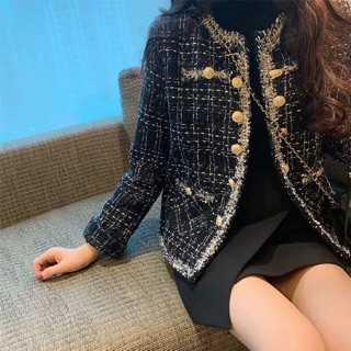 (Order ) Áo dạ viền kim tuyến giả cúc siêu sang ( có hình thật)