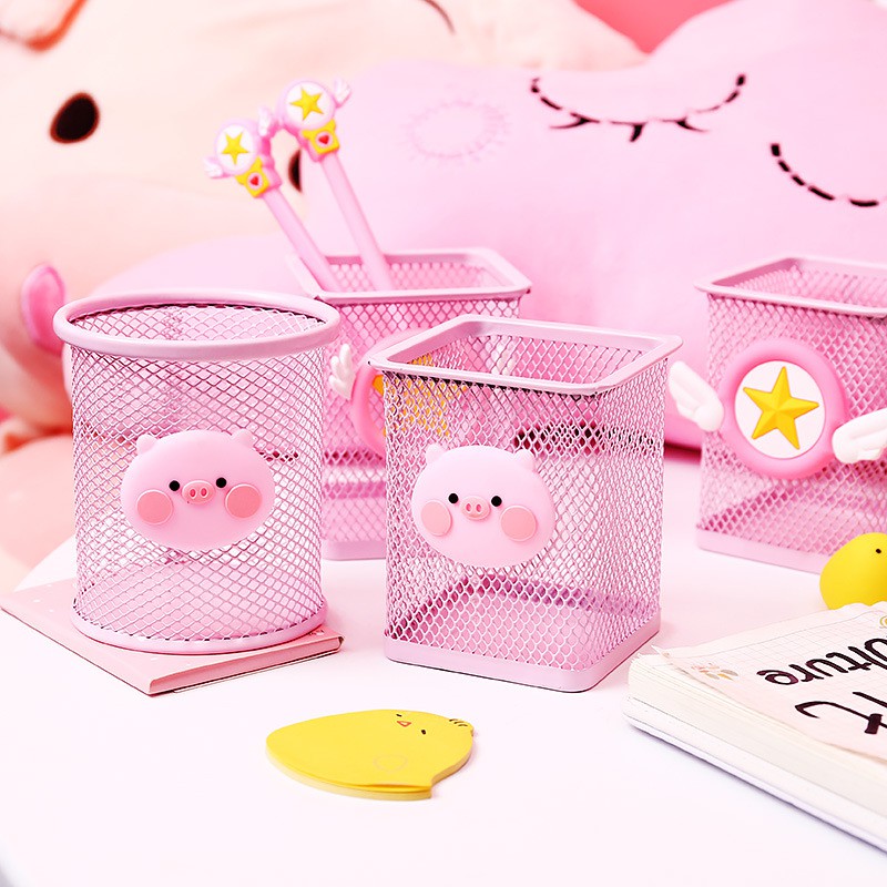 Cốc đựng bút để bàn tiện lợi/ Ống bút bằng lưới sắt xinh xắn mẫu mới 2023