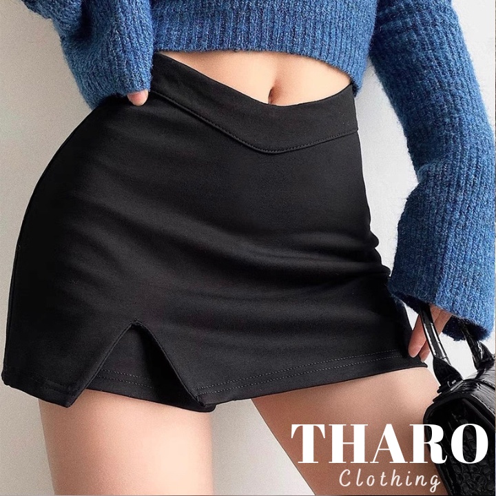 Minishirt, Chân Váy Nữ Cut Eo Chữ V, Xẻ Tà Chất Umi Hàn - Tharo Clothing [VAY000007]