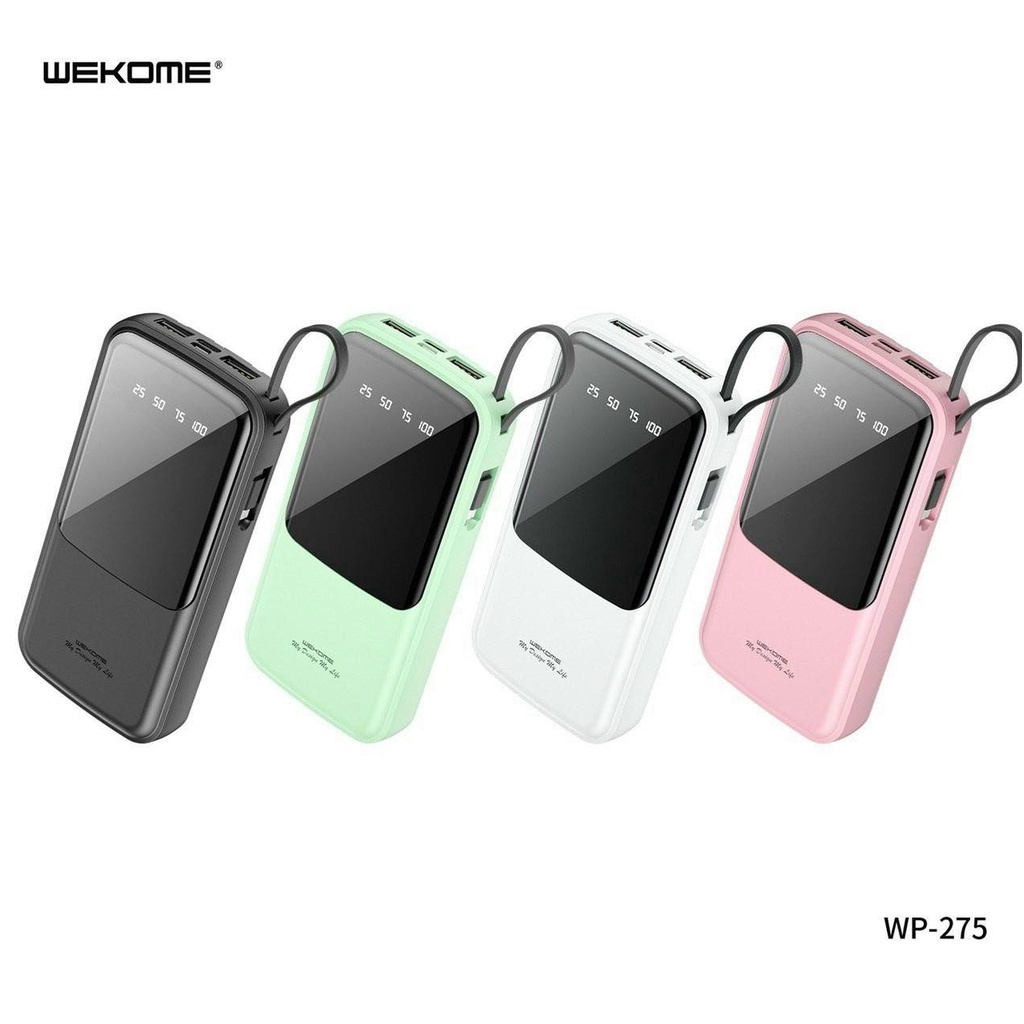 Sạc dự phòng WEKOME 275 10000mah đa cổng sạc , kèm dây, tích hợp giá đỡ điện thoại