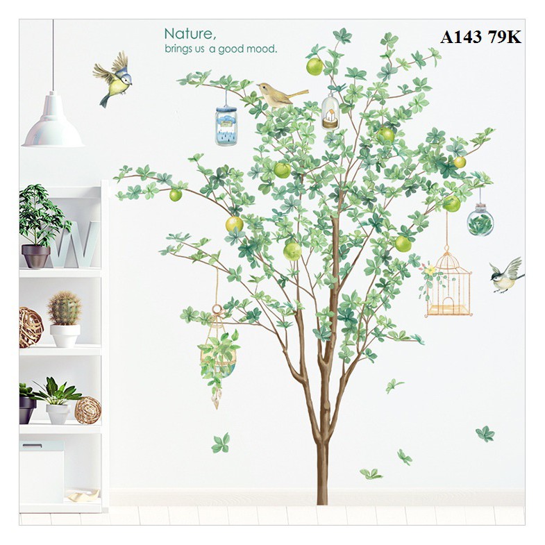 Decal dán tường cây xanh A143 phong cách Bắc Âu | BigBuy360 - bigbuy360.vn