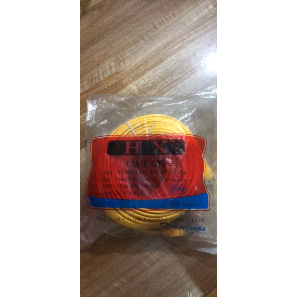 Dây cáp mạng bấm sẵn 30m  bao gồm 4 cặp dây xoắn vào nhau đáp ứng tốt với hệ thống mạng LAN văn phòng Trường Học