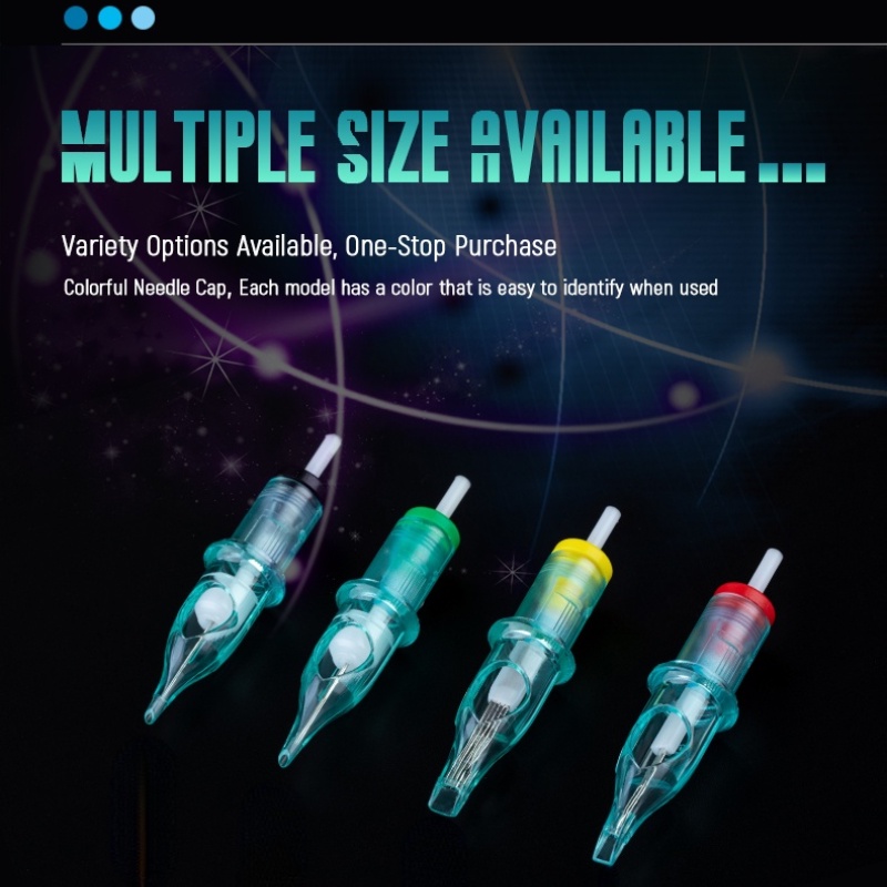 20 cái / hộp Aurora II RL / RS / CM / M1 Silicone chất lượng cao Dùng một lần Kim hộp mực hình xăm tiệt trùng cho máy quay liner Shader và Tattoo và bút xăm và máy xăm và máy động cơ hình xăm
