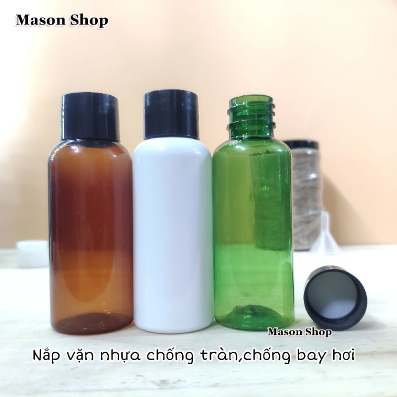 LỌ CHIẾT MỸ PHẨM NẮP BẬT/NHÔM/VẶN 50ml/100ml VỎ BÌNH CHAI NHỰA PET Trắng/Nâu/Xanh