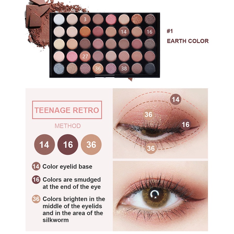 Bảng Phấn Mắt 40 Màu Sắc Hiệu Ứng Lì/ Ánh Ngọc Trai Thời Trang