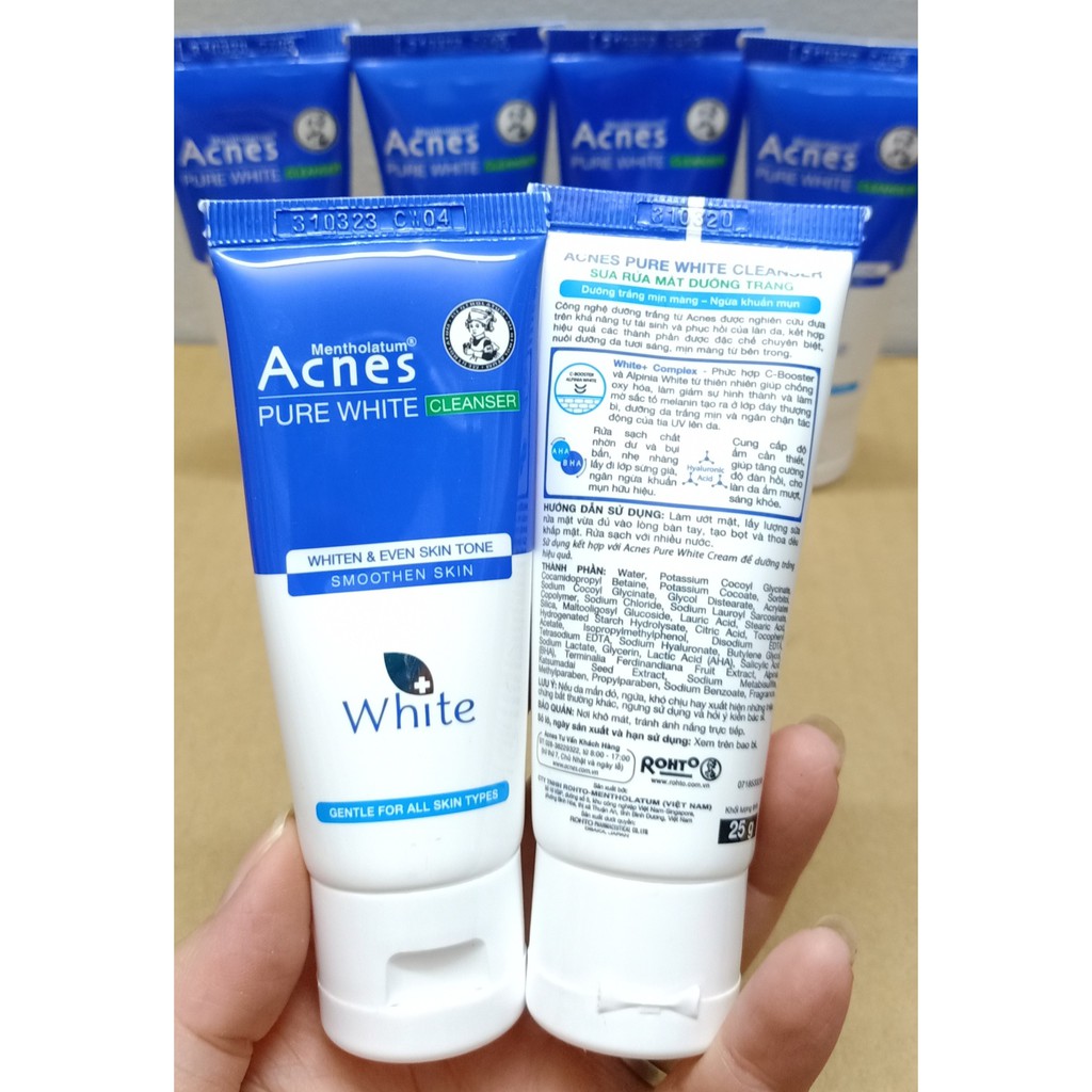 (25g) Kem rửa mặt Acnes Pure White dưỡng trắng kháng khuẩn