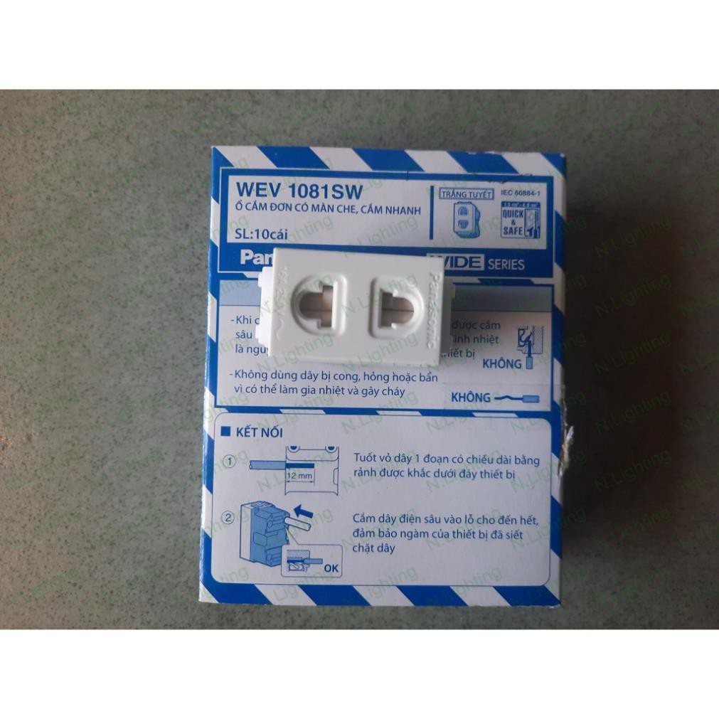{Thiết bị điện} Hạt ổ cắm đơn, ổ cắm đôi có màng che Panasonic WEV 1081SW -ổ cắm data CAT5 - Mặt công tắc chính hãng