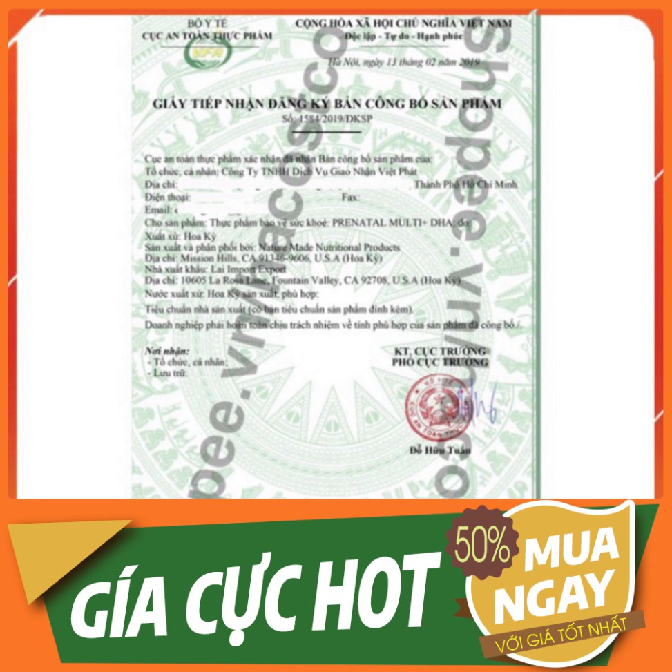 GIÁ CỰC HÓT [150 Viên] Thuốc Bổ Cho Bà Bầu Nature Made Prenatal Multi DHA - Mẫu Mới GIÁ CỰC HÓT