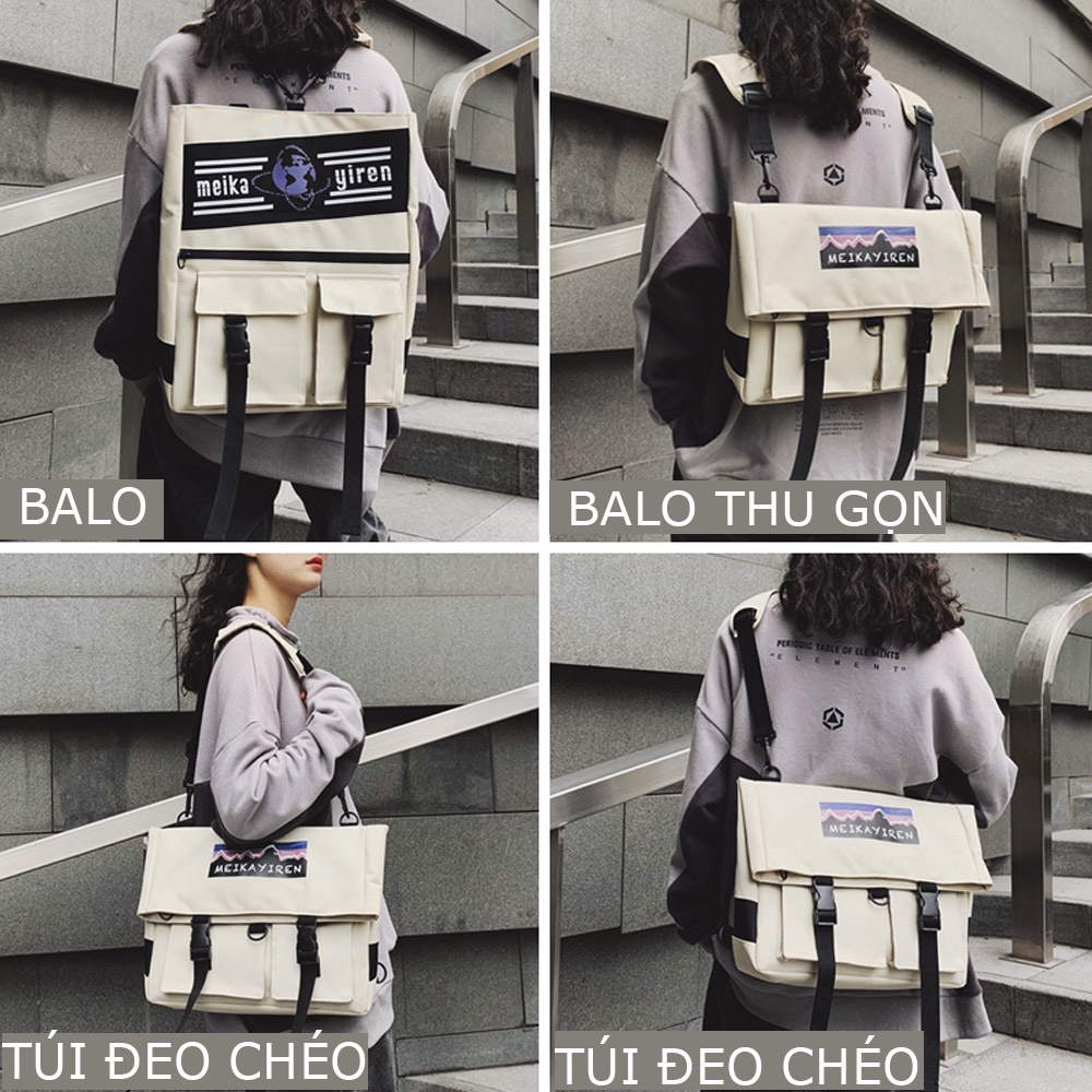 Balo đi học nữ JILUO đa năng vải Oxford chống nước đeo chéo nam đựng sách ipad laptop đi học đi làm