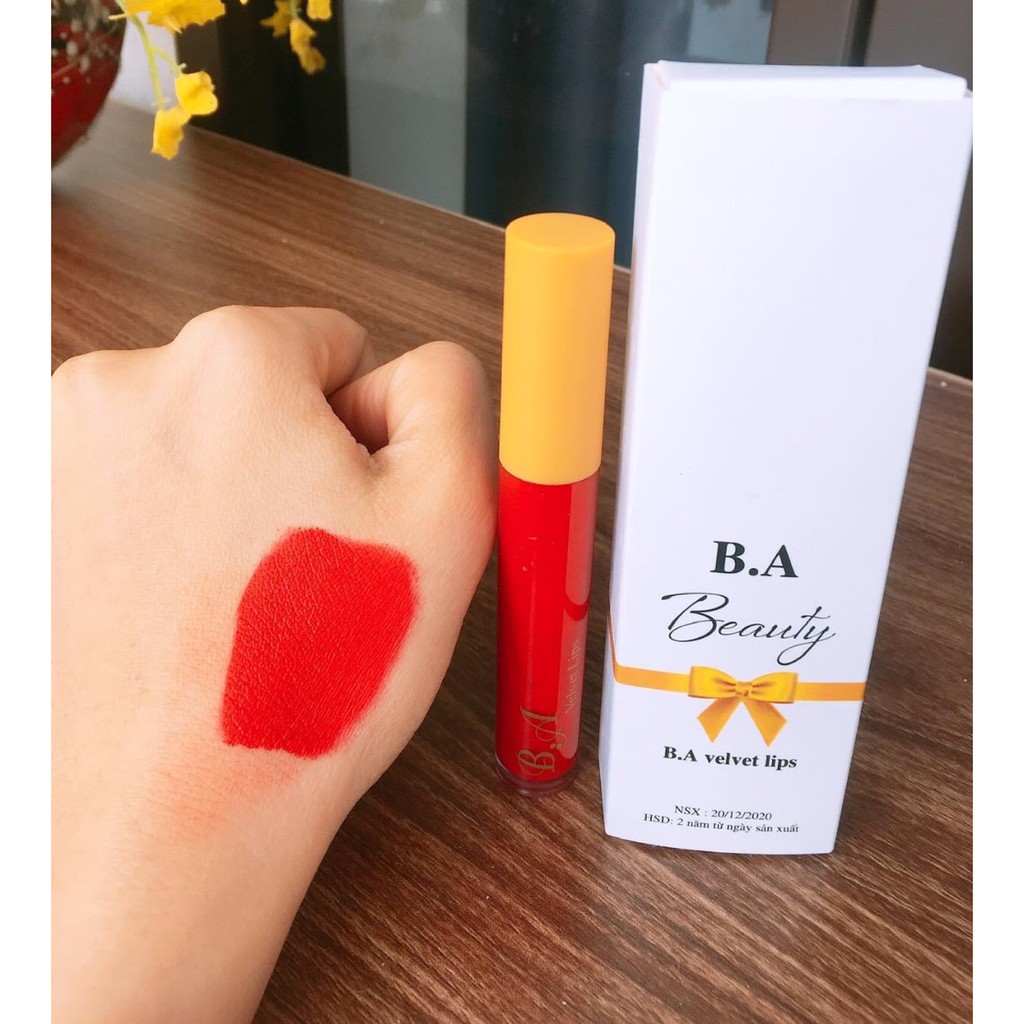 [01 Đỏ Cam] Son Kem Lì Nắp Vàng Cao Cấp B.A Màu Đỏ Cam | BigBuy360 - bigbuy360.vn