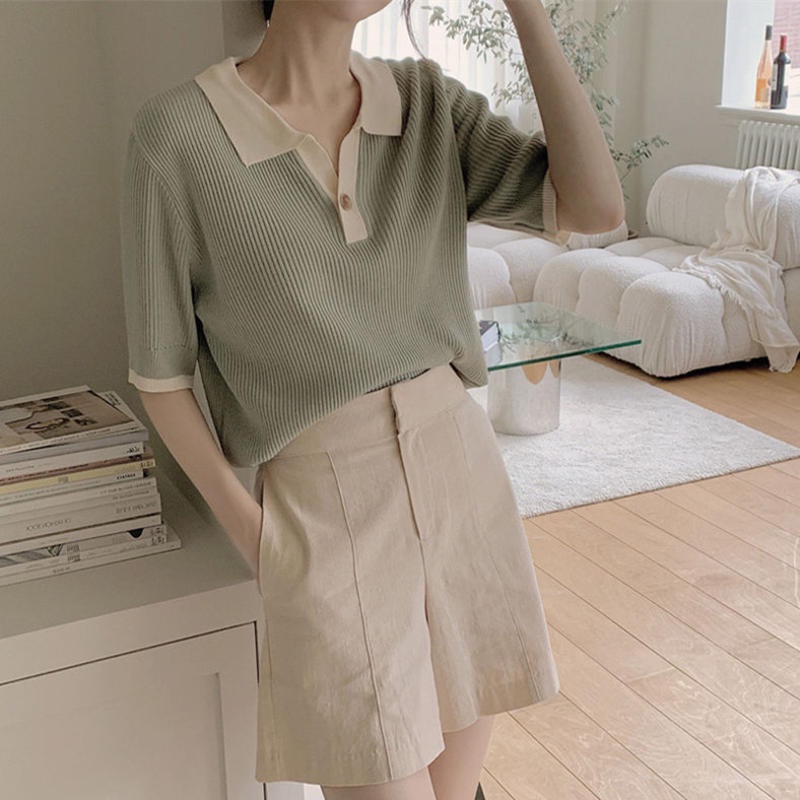 Áo Thun Polo Tay Ngắn Dáng Rộng Bằng Lụa Lạnh Mỏng Màu Sắc Phù Hợp Với Mùa Hè Dành Cho Bạn Nữ
