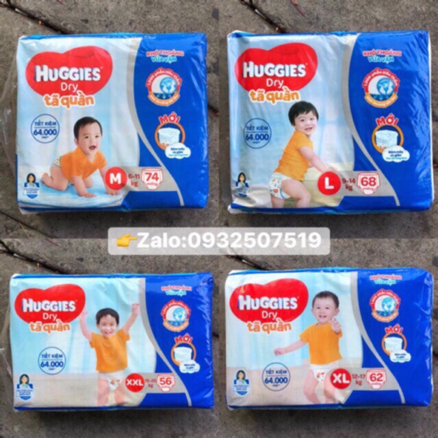 Tả quần Huggies đủ size M74/L68/XL62/XXL56