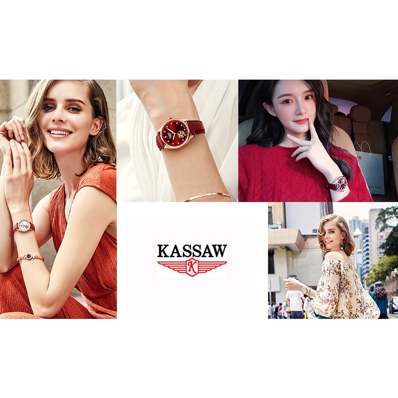 Đồng hồ nữ chính hãng KASSAW K993-1 Kính sapphire,chống xước,Chống nước 50m,BH 24 tháng,Máy cơ(Automatic),dây da xịn