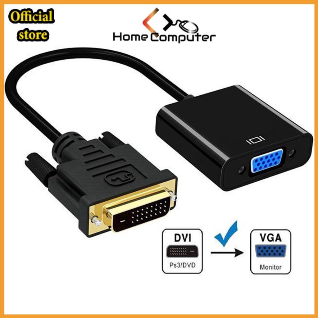 Cáp Chuyển Đổi DVI To VGA Đen. Truyền Tín Hiệu Ổn Định - HomeComputer .Offical Store