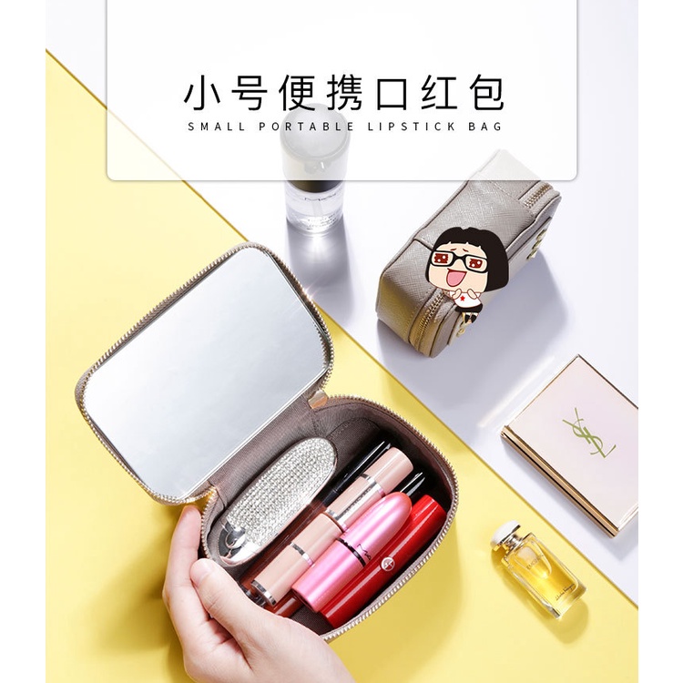 Túi Da PU Mini Đựng Son Môi Kèm Gương Soi Tiện Dụng X1BU