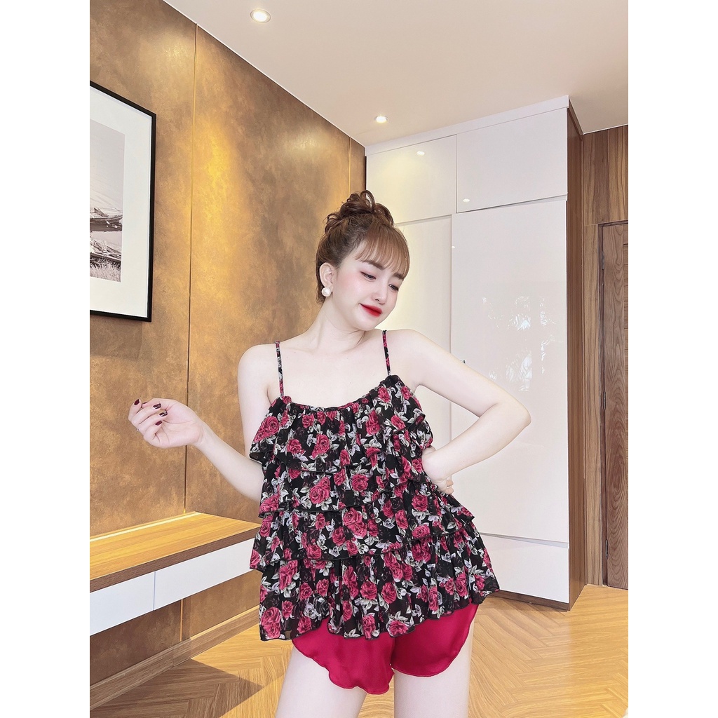 Đồ ngủ nữ sexy bộ lụa mặc nhà bigsize chất liệu cao cấp thoáng mát.