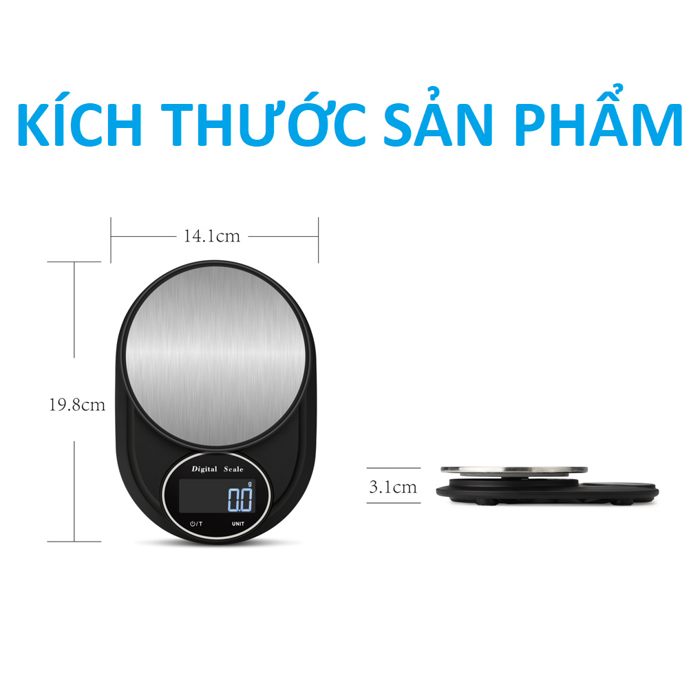 [MẪU MỚI] Cân thực phẩm điện tử nhà bếp nút cảm ứng, DIGITAL SCALE độ chính xác cao thiết kế sang trọng chống gỉ