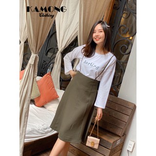 [HÌNH THẬT] Set chân váy 2 dây + áo thun thêu