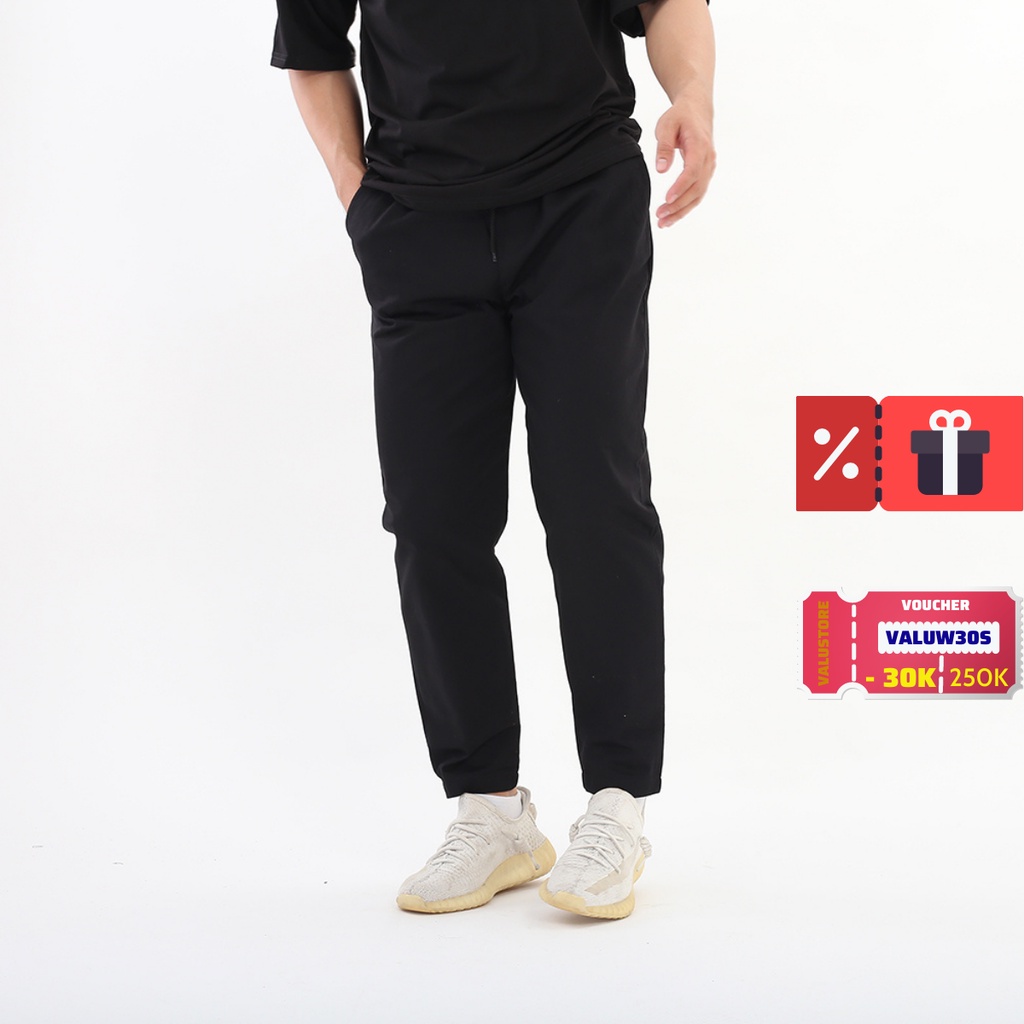 Quần baggy kaki basic màu đen kem unisex nam nữ ống suông đẹp Hàn Quốc thời trang 2020